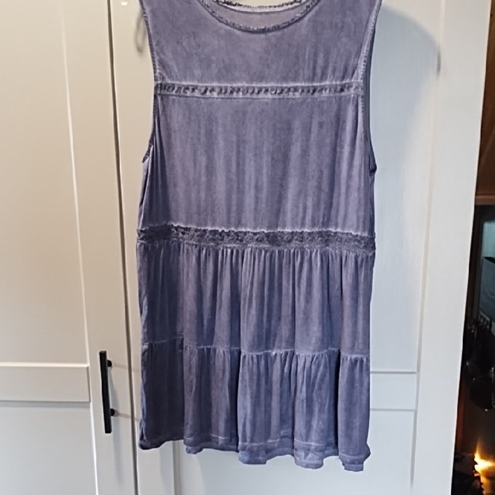 torrid Blue Gray Sleeveless Tiered Tunic